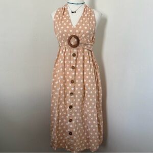 ASOS Beige Polka Dot Midi Dress